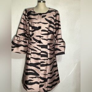 Pink and Black Tiger-Print Bell Sleeve Dress